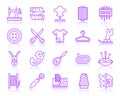 Sewing simple color line icons vector set