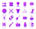 Sewing simple gradient icons vector set Royalty Free Stock Photo