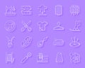 Sewing simple paper cut icons vector set