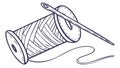 Sewing Spool & Needle Vector Art for Crafting & Tailoring Projects, vector design Generative AI Royalty Free Stock Photo