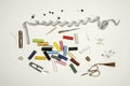 Sewing still life on white background Royalty Free Stock Photo