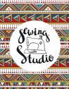 For sewing studio logo,T-shirts design or posters. Indian style.