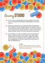 Sewing studio poster template with buttons and sewing items Royalty Free Stock Photo
