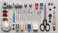 Sewing Supplies and Tools for Crafting and Textile Projects Royalty Free Stock Photo