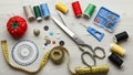 Sewing Supplies and Tools for Tailoring and Crafting Projects Royalty Free Stock Photo