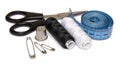 Sewing supplies on white background Royalty Free Stock Photo