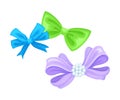 Sewing and Tailoring Accessories with Colorful Bows for Clothing Decor Vector Illustration