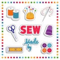Sewing and Tailoring Stickers, Rainbow Colors