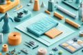 Sewing and Crafting Supplies Flat Lay Royalty Free Stock Photo