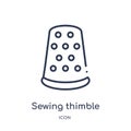 sewing thimble black variant icon from tools and utensils outline collection. Thin line sewing thimble black variant icon isolated