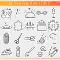 Sewing thin line icons Royalty Free Stock Photo