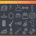 Sewing thin line icons