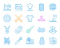 Sewing simple color line icons vector set Royalty Free Stock Photo