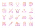 Sewing simple color line icons vector set Royalty Free Stock Photo