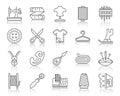 Sewing simple black line icons vector set Royalty Free Stock Photo