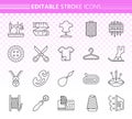 Sewing simple black line icons vector set