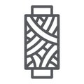 Sewing thread line icon, bobbin and sew, spool sign, vector graphics, a linear pattern on a white background.