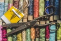 Sewing thread and scissors Royalty Free Stock Photo