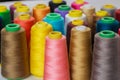 Sewing thread spools in different colors. Royalty Free Stock Photo