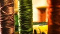 Sewing thread spools shot close up Royalty Free Stock Photo