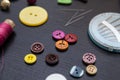 sewing threads, buttons, needles, art and handswork for children Royalty Free Stock Photo