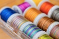 Sewing threads of different colors in skeins Royalty Free Stock Photo
