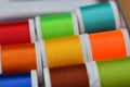 Sewing threads of different colors in skeins Royalty Free Stock Photo