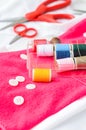 Sewing tools and colored tape/Sewing kit Royalty Free Stock Photo