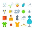Sewing tools flat vector icons Royalty Free Stock Photo