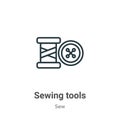 Sewing tools outline vector icon. Thin line black sewing tools icon, flat vector simple element illustration from editable sew Royalty Free Stock Photo