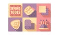 Sewing tools set, tailoring and dressmaking elements vector Illustration Royalty Free Stock Photo