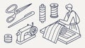 Sewing Tools and Supplies Craft Hobbies, vector design Generative AI Royalty Free Stock Photo