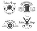 Sewing tools tailor shop isolated icons tailoring and clothes repairing