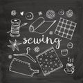 Sewing vector doodle set Royalty Free Stock Photo