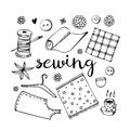 Sewing vector doodle set Royalty Free Stock Photo