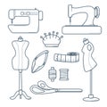 Sewing vector icons. Royalty Free Stock Photo