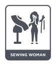 sewing woman icon in trendy design style. sewing woman icon isolated on white background. sewing woman vector icon simple and Royalty Free Stock Photo