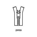 Sewing zipper flat line icon. Clothing repair. Concept for web banners, site and printed materials.