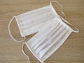 Sewn fabric face mask made of white cotton