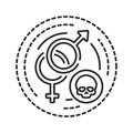 Sex addiction black line icon. Physical or emotional dependence on having sexual intercourse. Pictogram for web page