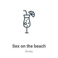 Sex on the beach outline vector icon. Thin line black sex on the beach icon, flat vector simple element illustration from editable Royalty Free Stock Photo