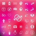 Sex icon set on blur pink background.vector/eps10.