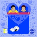 Sex minority concept. gays in a bed Royalty Free Stock Photo