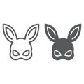 Sex rabbit mask line and glyph icon, sex toy and adult, bdsm mask sign, vector graphics, a linear pattern on a white Royalty Free Stock Photo