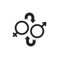 Sex reassignment surgery black glyph icon. Transgender operation to change gender concept. Sign for web page, mobile app, social