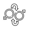 Sex reassignment surgery black line icon. Transgender operation to change gender concept. Sign for web page, mobile app, social