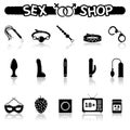 Sex shop icons with reflection Royalty Free Stock Photo