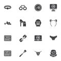 Sex shop toys vector icons set