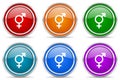 Sex silver metallic glossy icons, set of modern design buttons for web, internet and mobile applications in 6 colors options Royalty Free Stock Photo