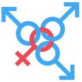 Sex swedish family symbol. Gender man and woman connected symbol. Male and female abstract symbol. Vector Illustration